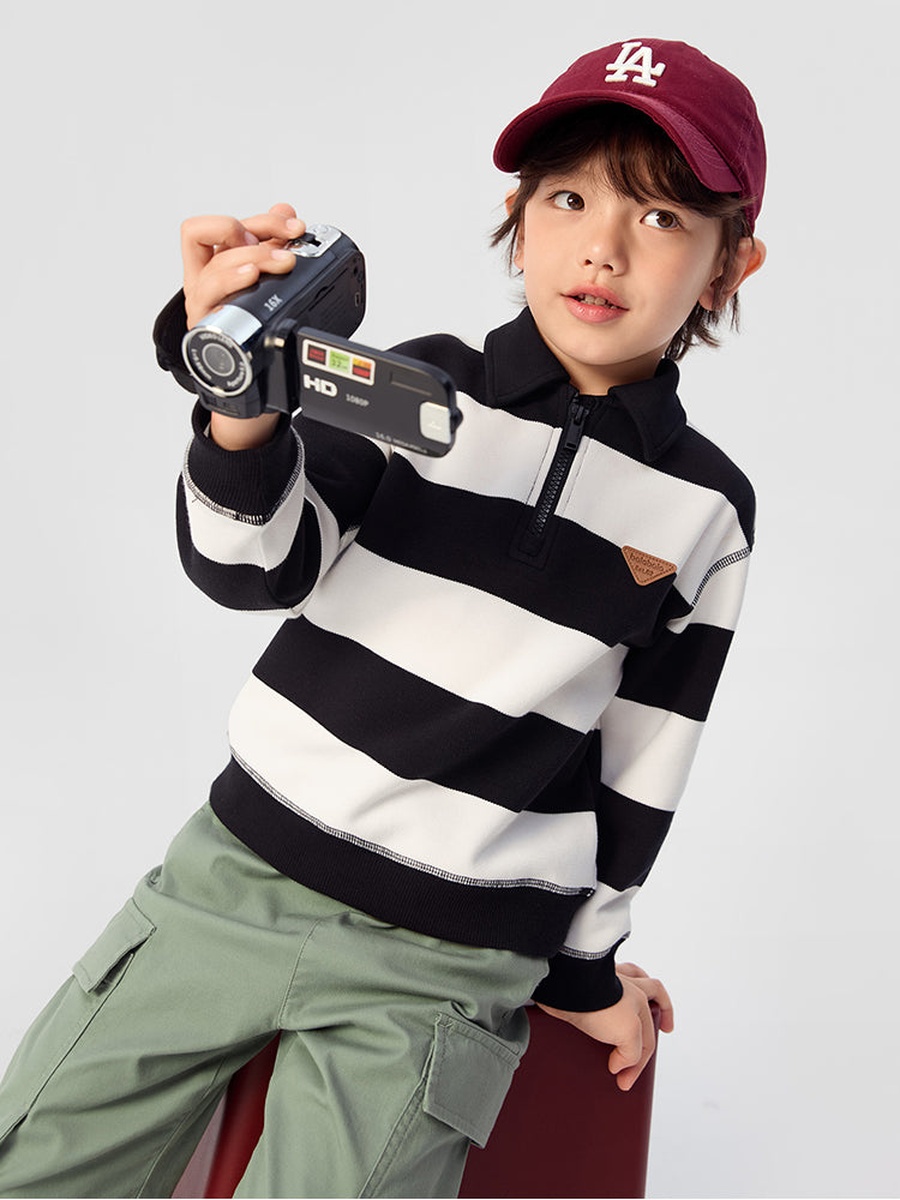 Striped Sweatshirt with Embroidery