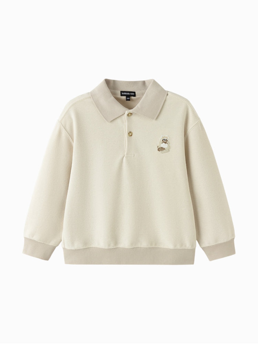 Polo Sweatshirt with Chest Embroidery