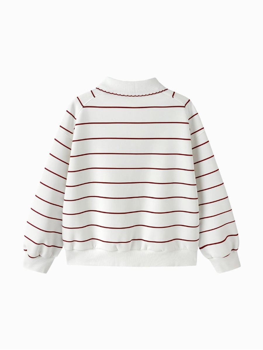 Striped Sweatshirt with Bow Detail