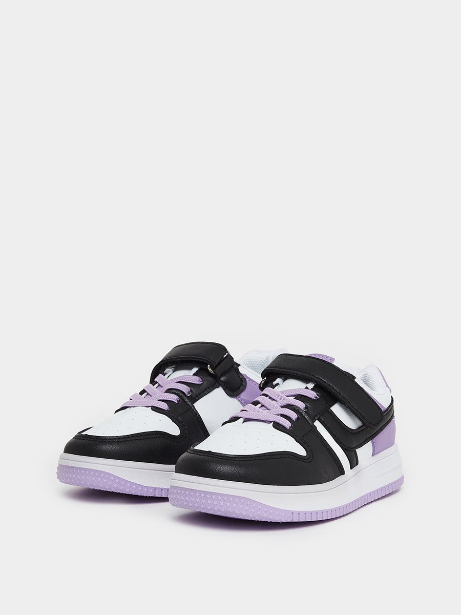 Girls Color Block Sneakers with Hook and Loop
