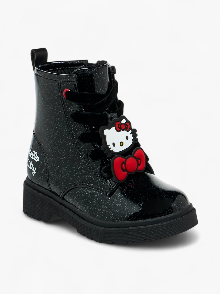 Applique Hello Kitty Accent Ankle Boots with Zip Closure