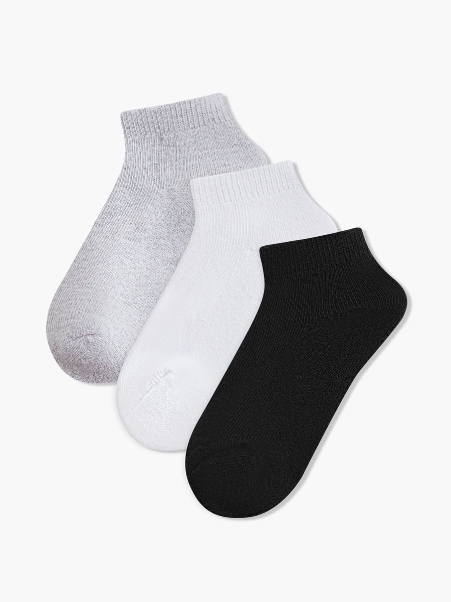 Pack of 3 - Solid Ankle-Length Socks with Cuffed Hem