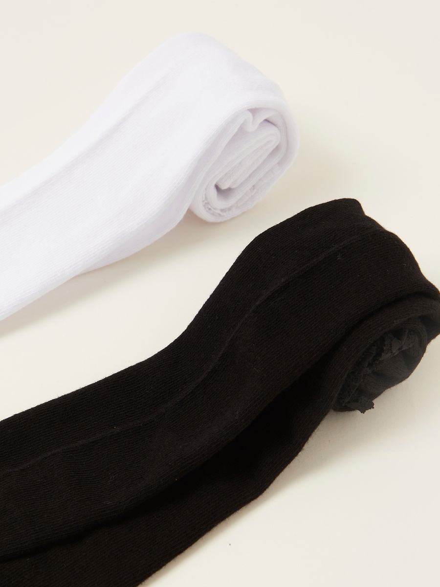 Pack of 2 - Solid Tights with Frill Detail and Elasticated Waistband