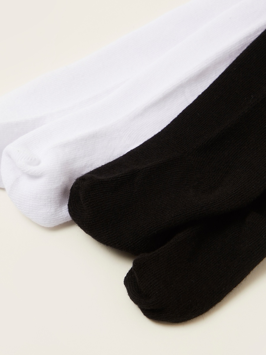 Pack of 2 - Solid Tights with Frill Detail and Elasticated Waistband