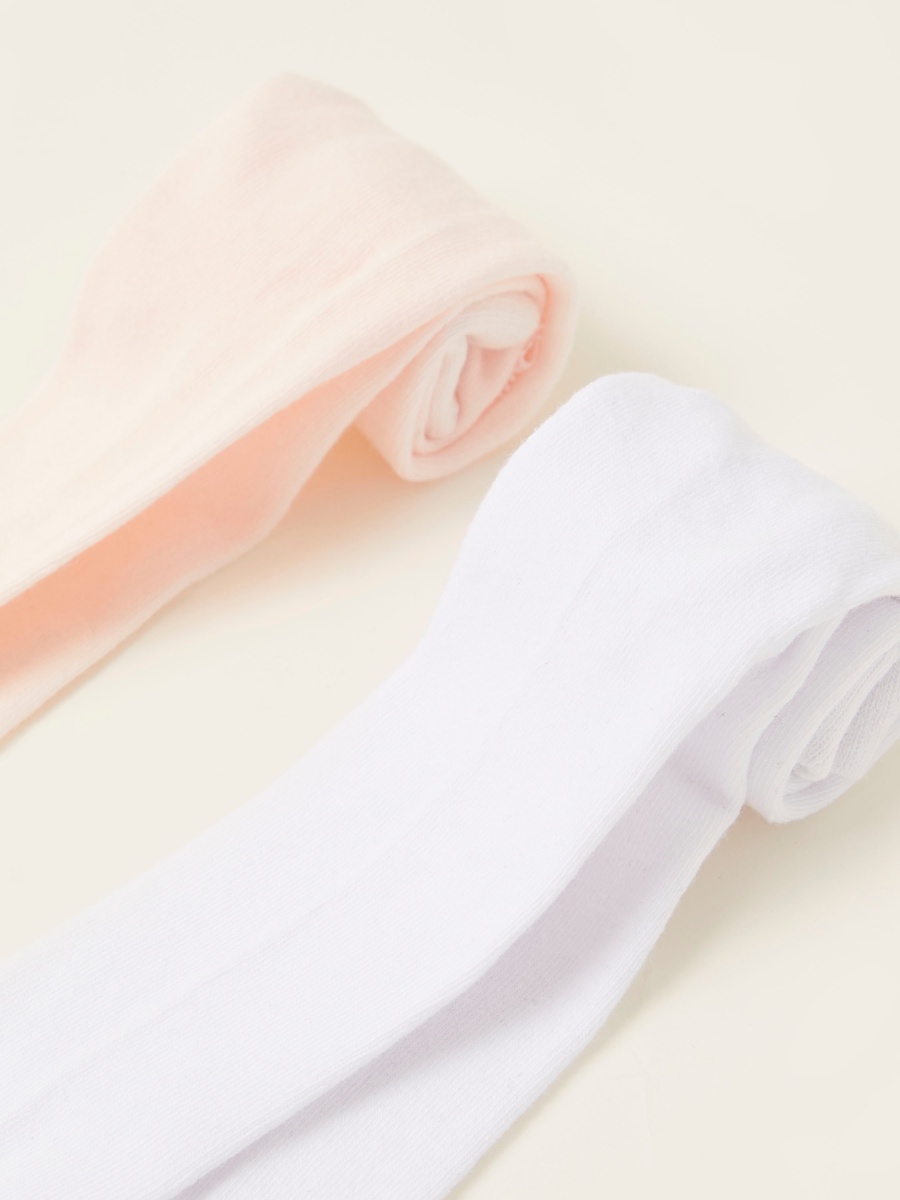 Pack of 2 - Solid Tights with Frill Detail and Elasticated Waistband