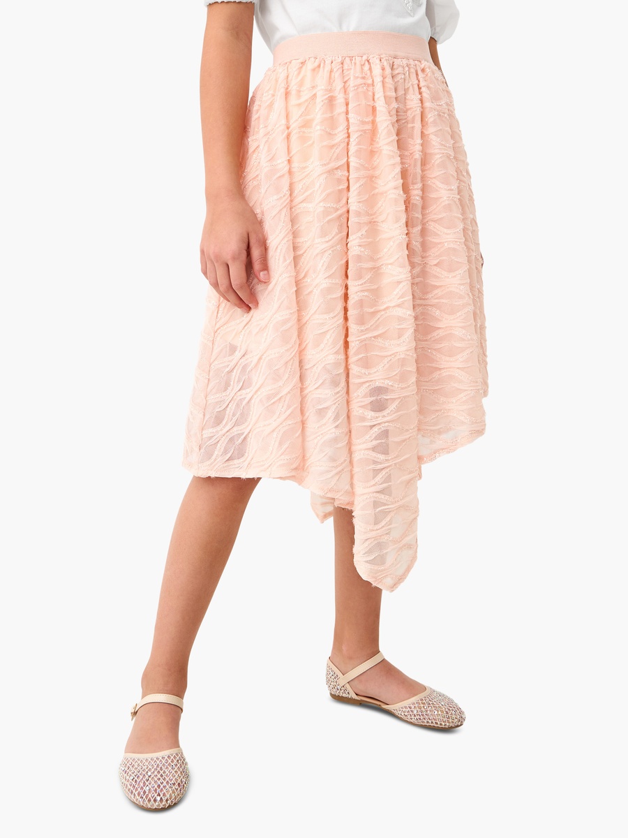 Textured Asymmetric Skirt with Elasticated Waistband