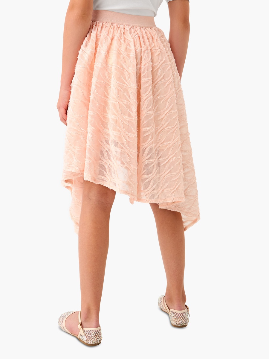 Textured Asymmetric Skirt with Elasticated Waistband
