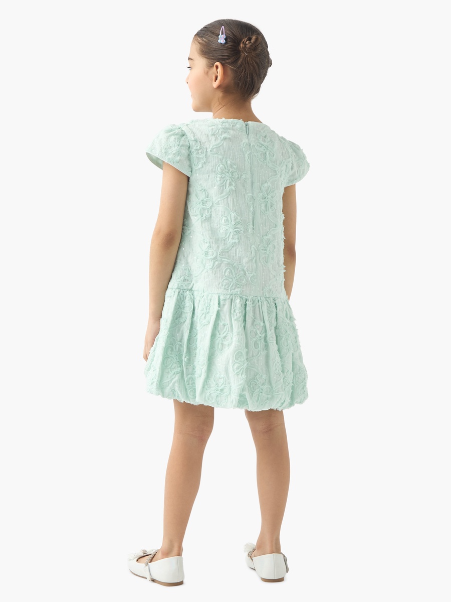 All-Over Floral Detail Drop Waist Balloon Dress