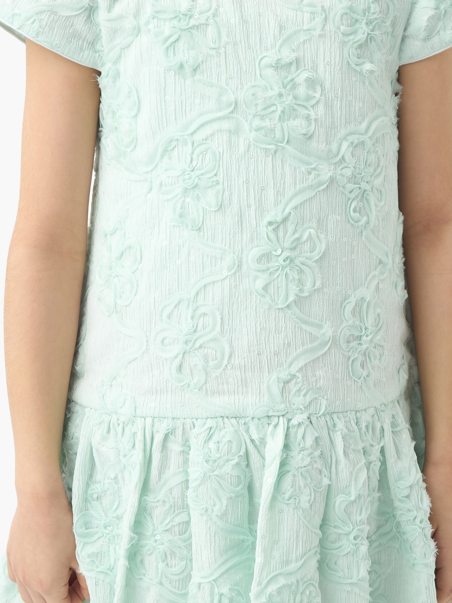 All-Over Floral Detail Drop Waist Balloon Dress