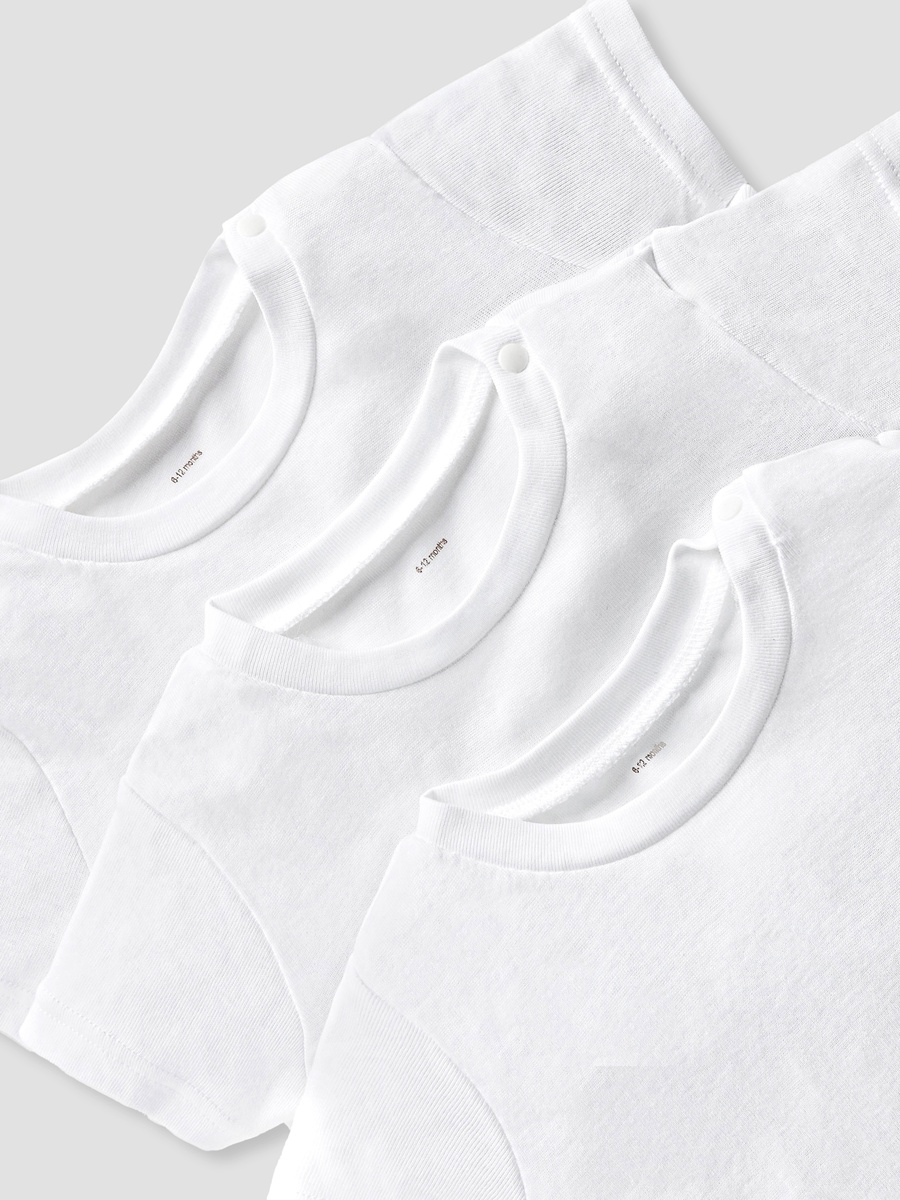 Pack of 3 - Solid Organic T-Shirt with Short Sleeves