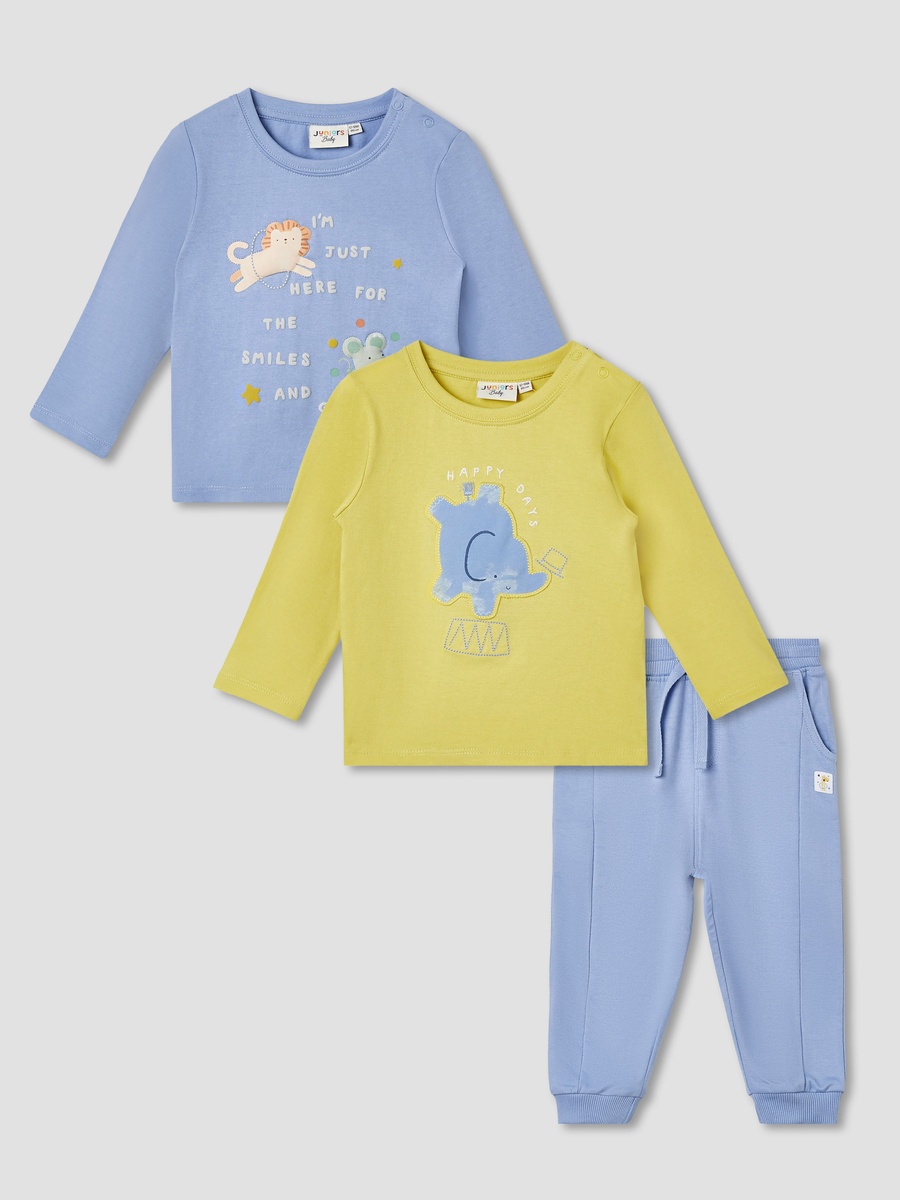3-Piece Animal Applique T-Shirts and Joggers Set