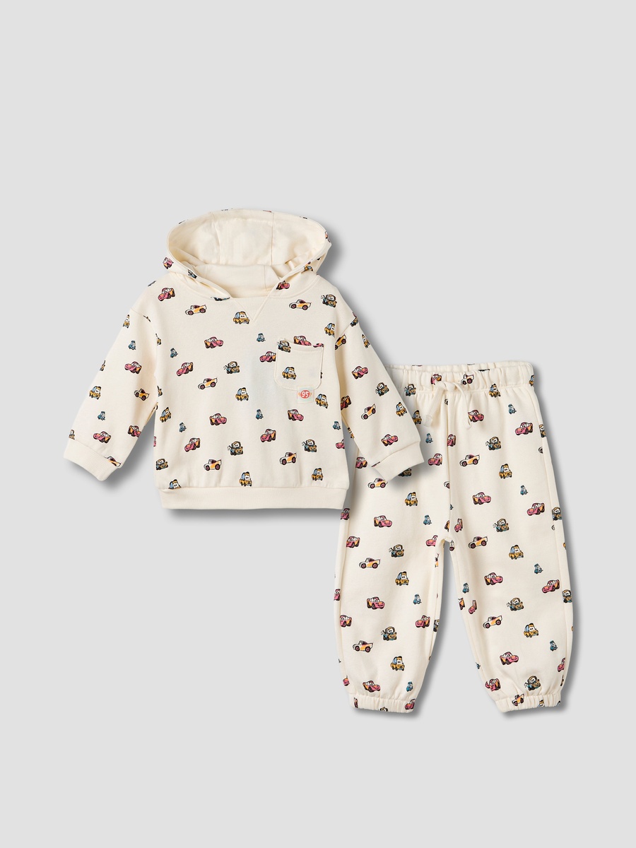Cars Print Hooded Sweatshirt and Jogger Set