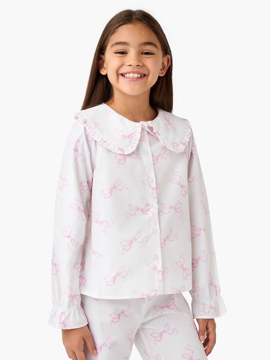 Bow Print Shirt and Pyjama Set