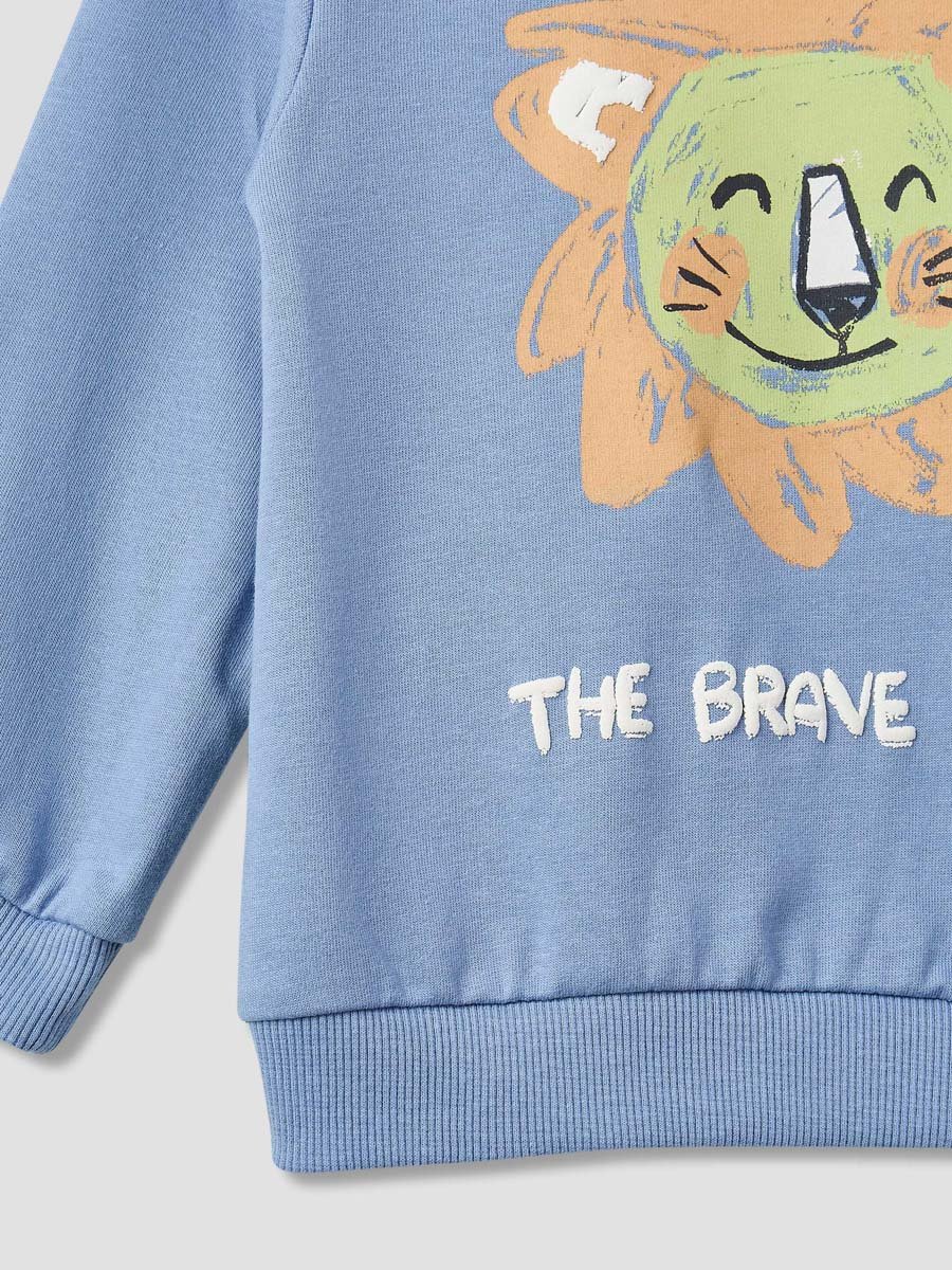 Lion Print Sweatshirt with Long Sleeves