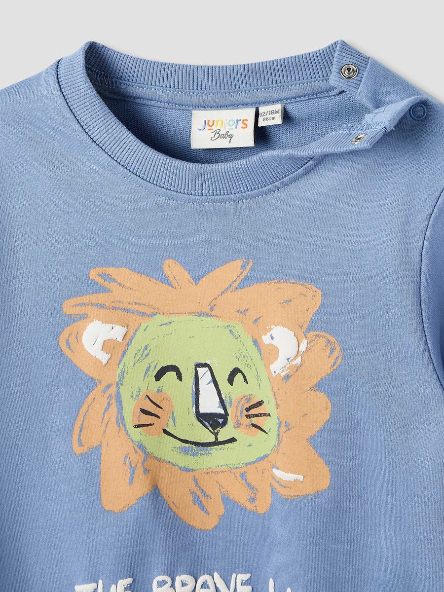 Lion Print Sweatshirt with Long Sleeves