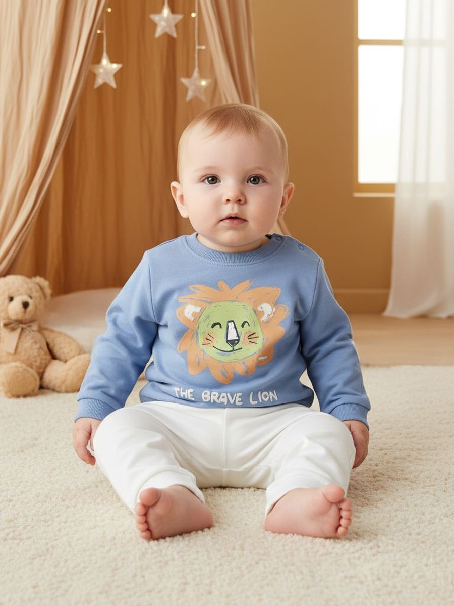 Lion Print Sweatshirt with Long Sleeves