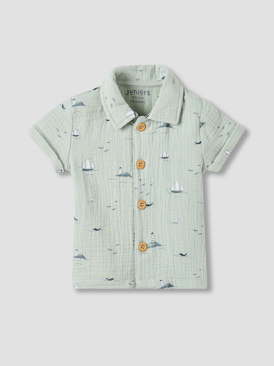 Muslin Cotton Printed Shirt and Shorts Set