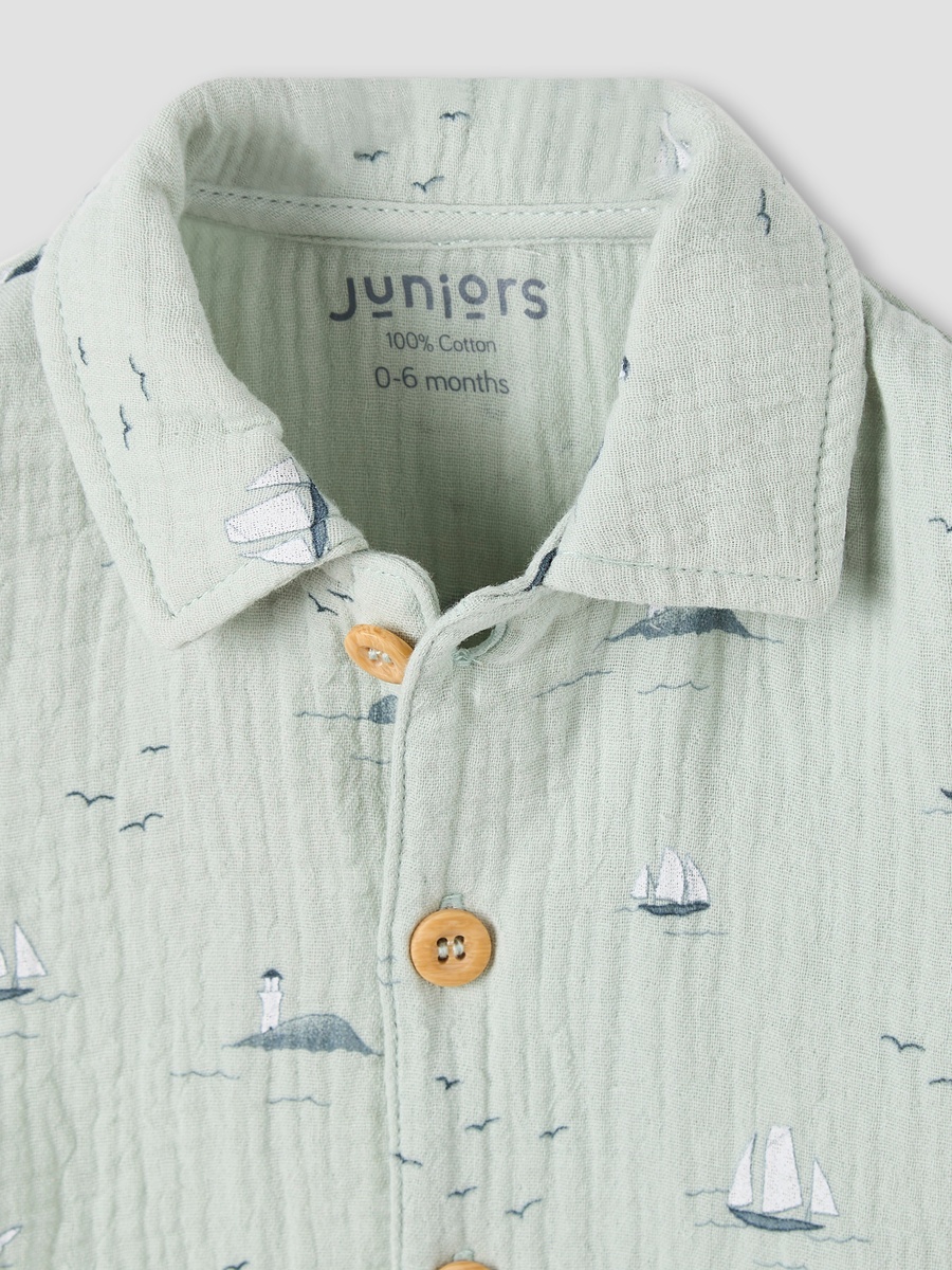 Muslin Cotton Printed Shirt and Shorts Set