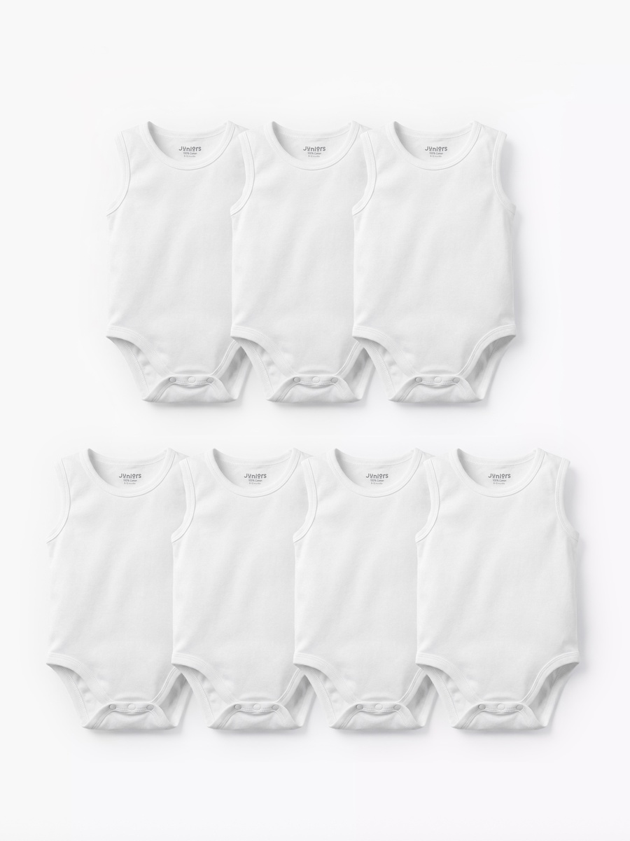 Pack of 7 - Solid Sleeveless Bodysuit with Snap Button Closure