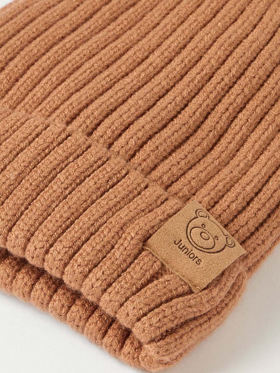 Juniors Beanie Cap with Pom-Pom Detail