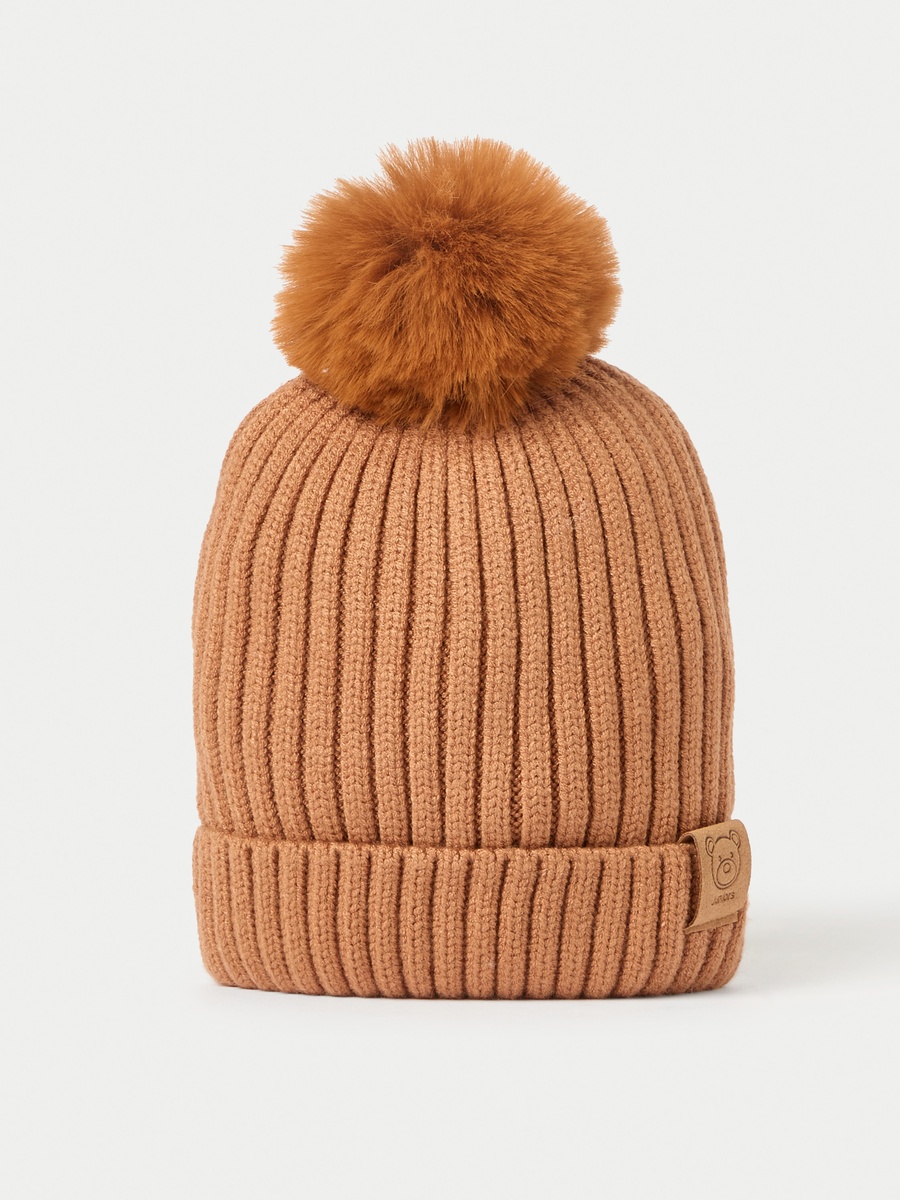 Juniors Beanie Cap with Pom-Pom Detail
