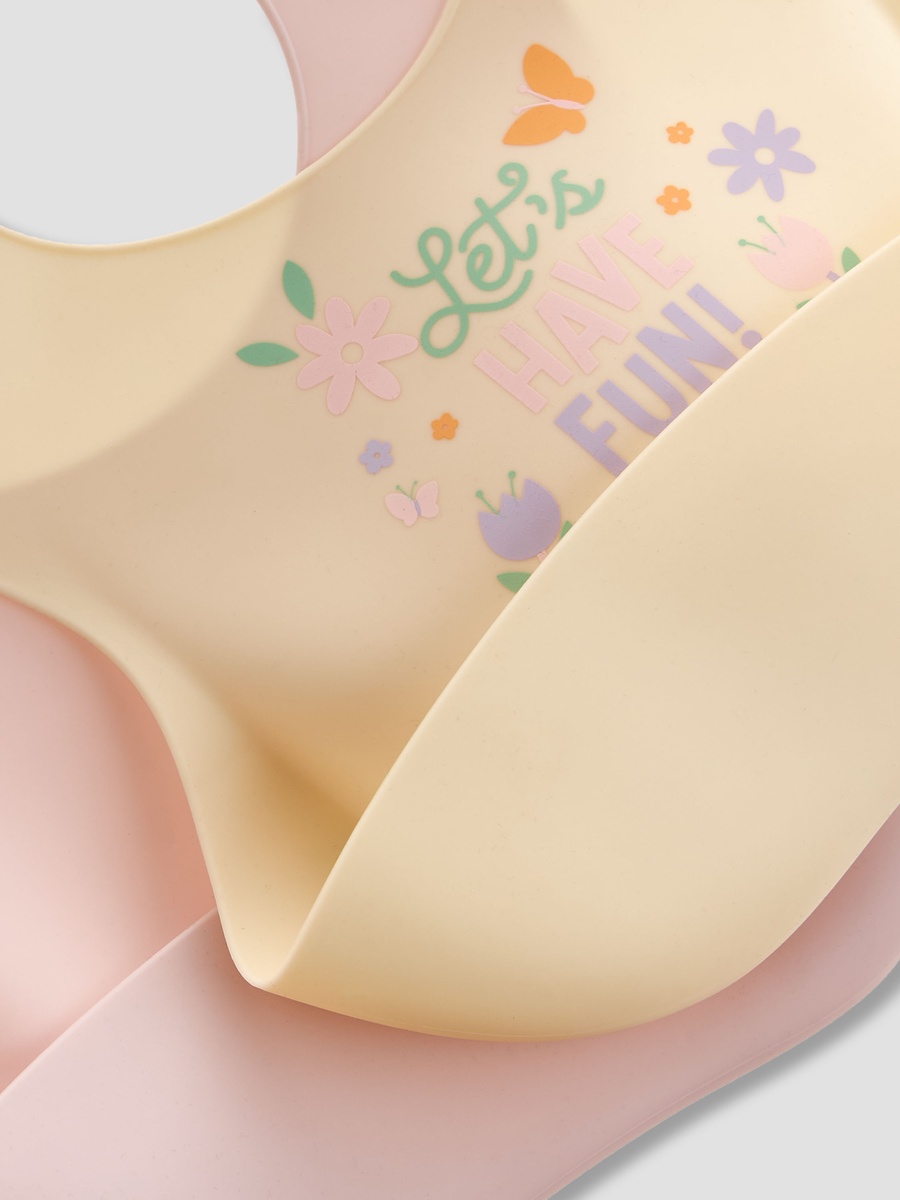 Pack of 2 - Assorted Silicone Bib with Button Closure