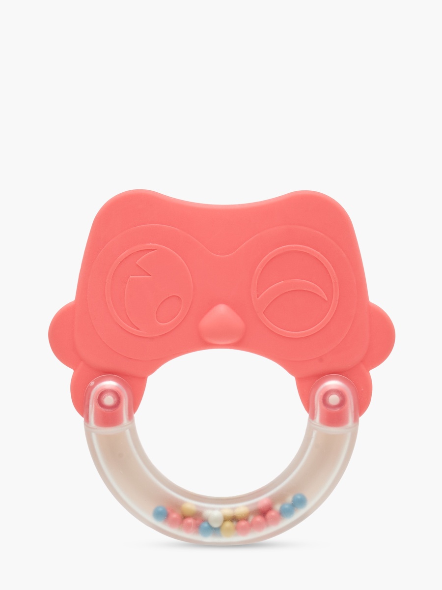 Juniors Owl Silicone Sensory Teething Rattle with Beads
