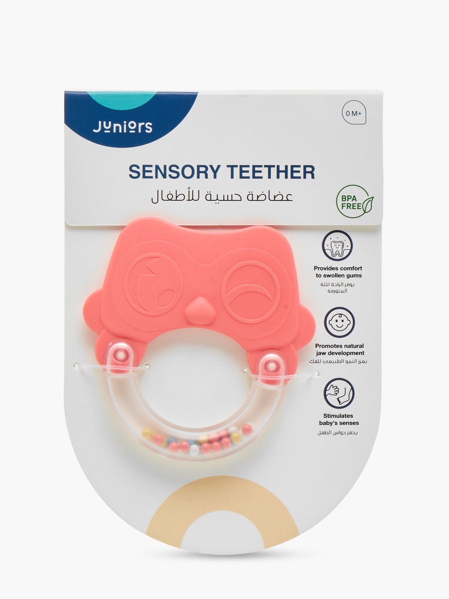 Juniors Owl Silicone Sensory Teething Rattle with Beads
