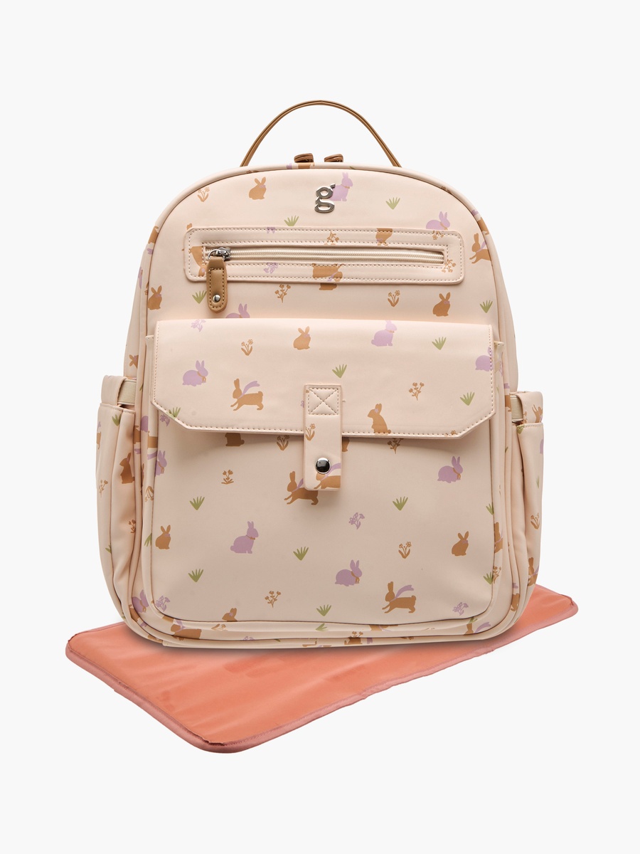 Giggles Printed Diaper Backpack with Adjustable Straps and Zip Closure