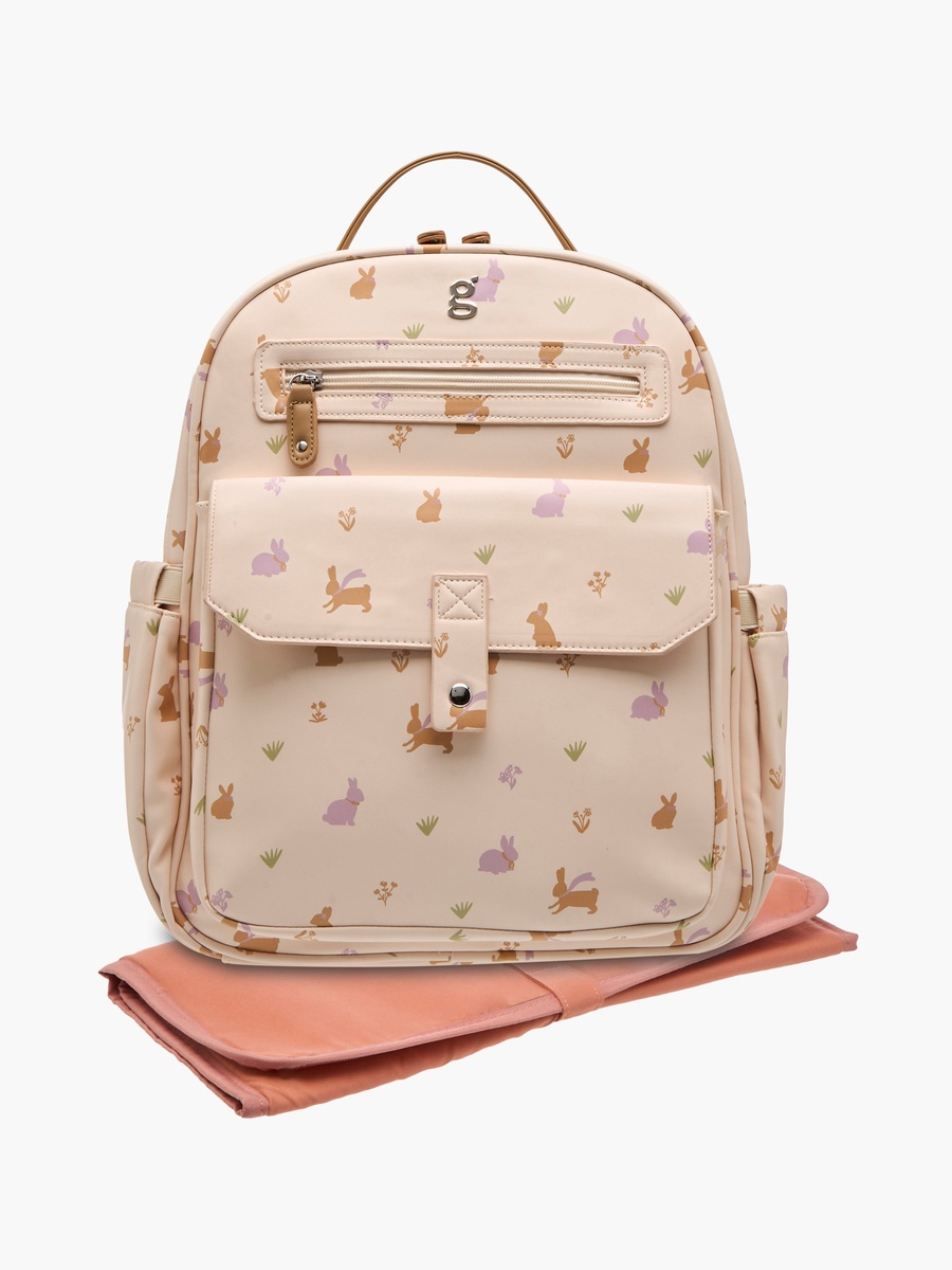 Giggles Printed Diaper Backpack with Adjustable Straps and Zip Closure