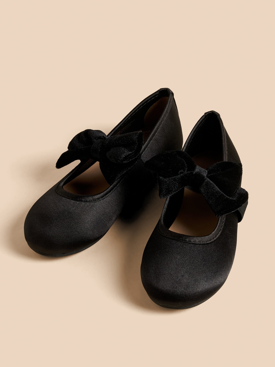 Bow Accent Ballerina Shoes with Elasticated Strap
