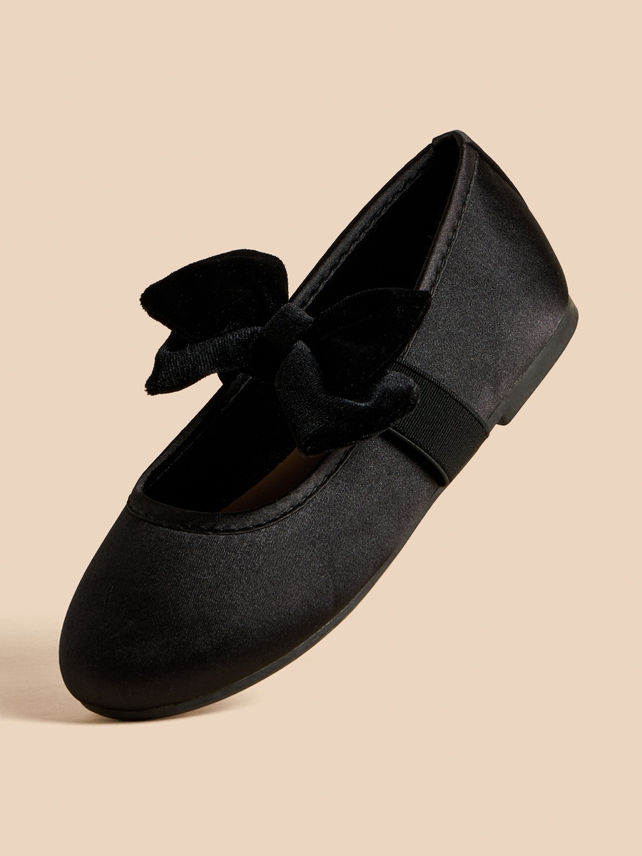 Bow Accent Ballerina Shoes with Elasticated Strap