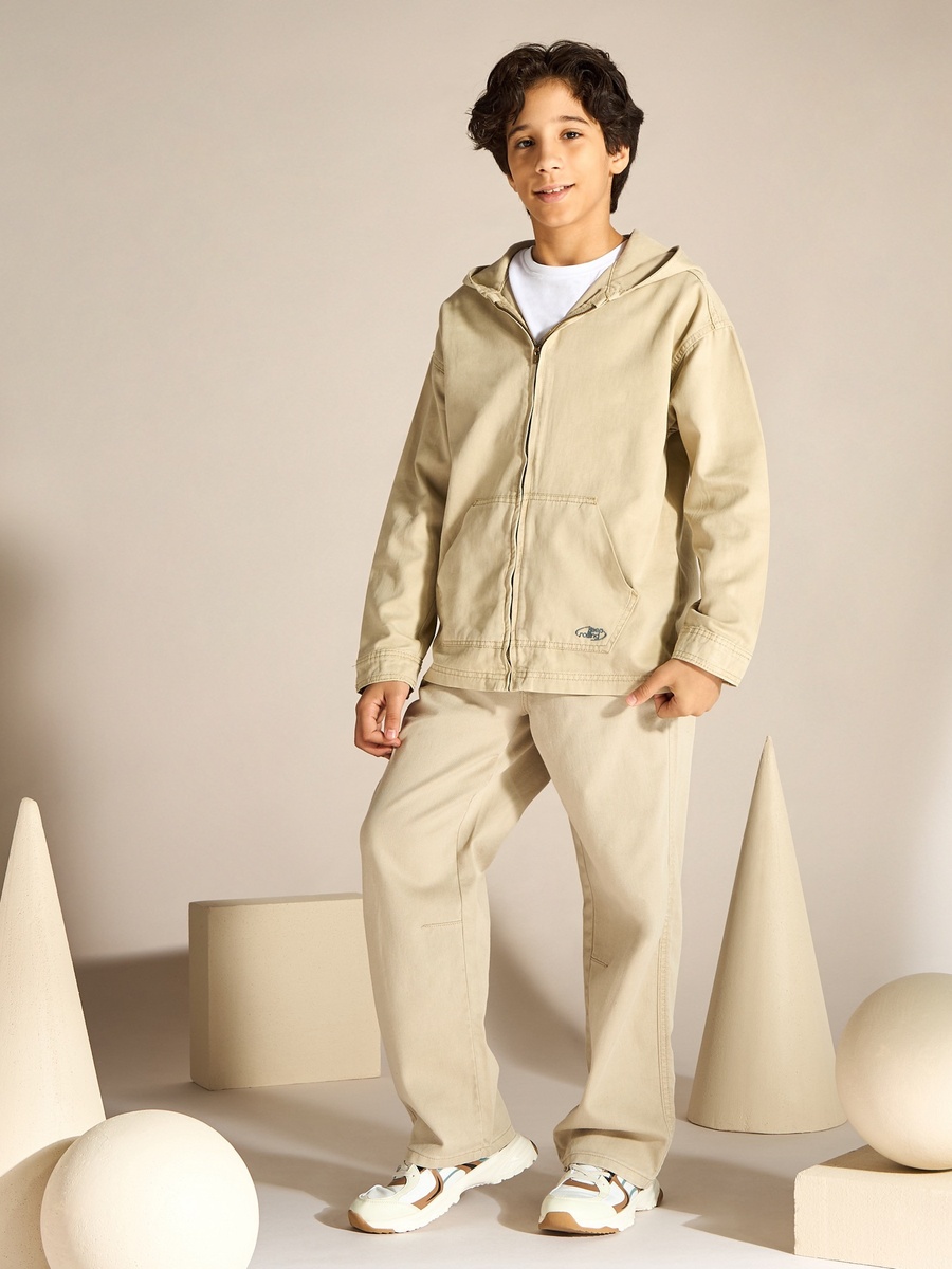 Printed Hooded Twill Jacket