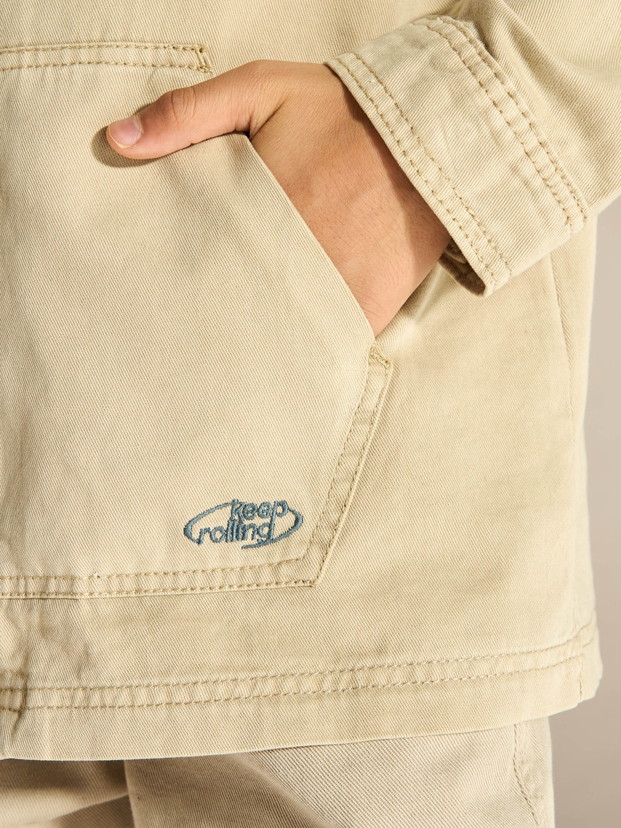 Printed Hooded Twill Jacket