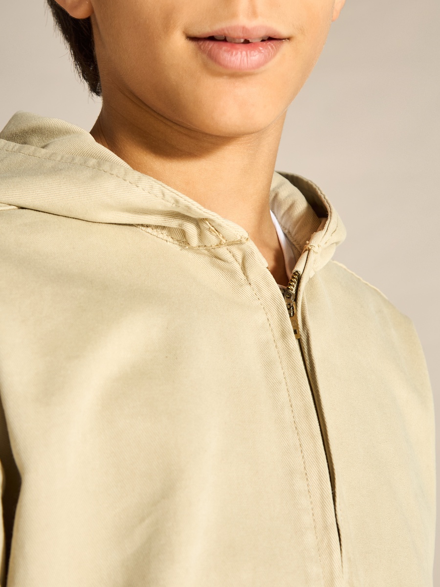 Printed Hooded Twill Jacket