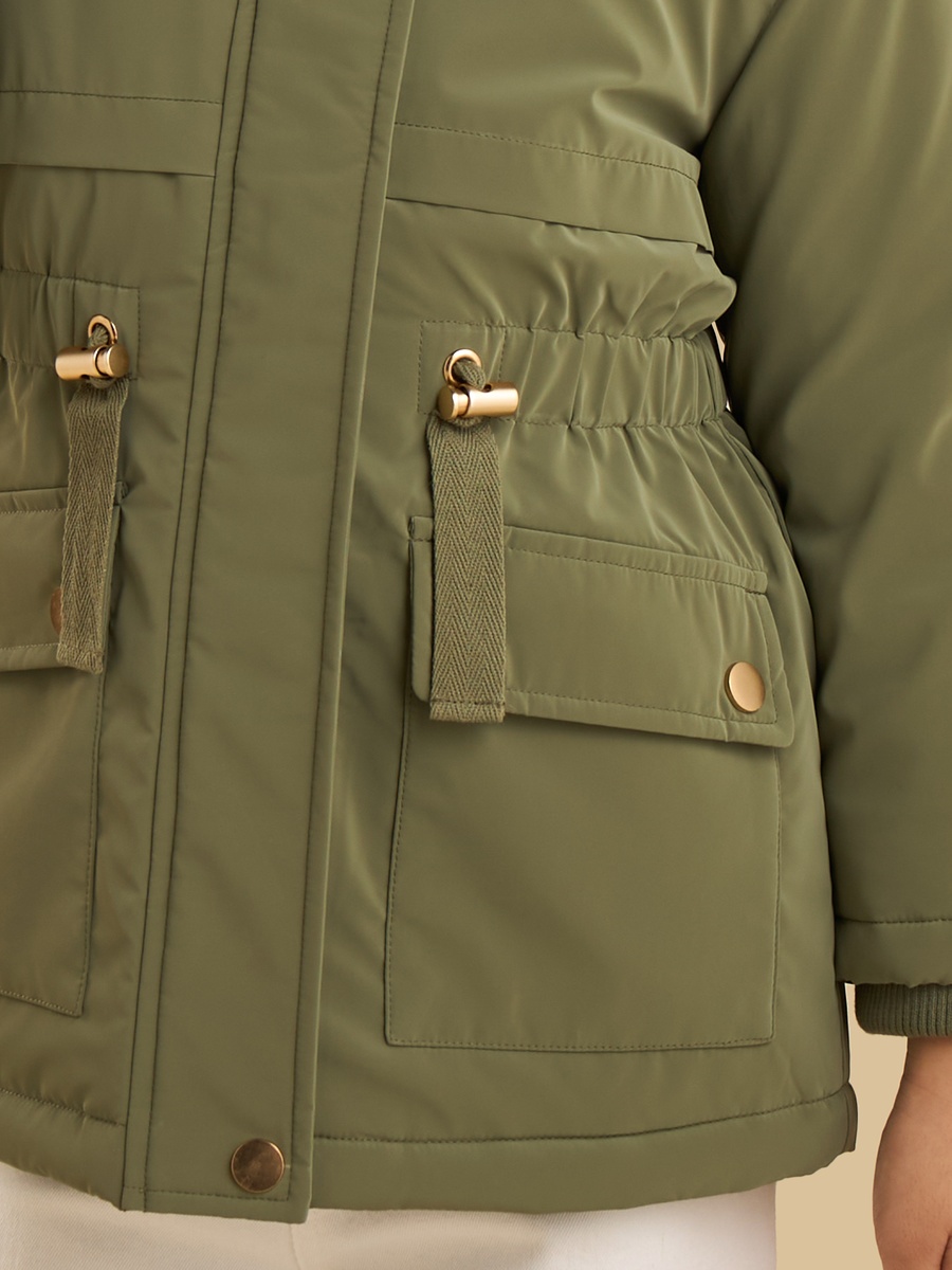 Faux Fur Trim Longline Padded Hooded Jacket