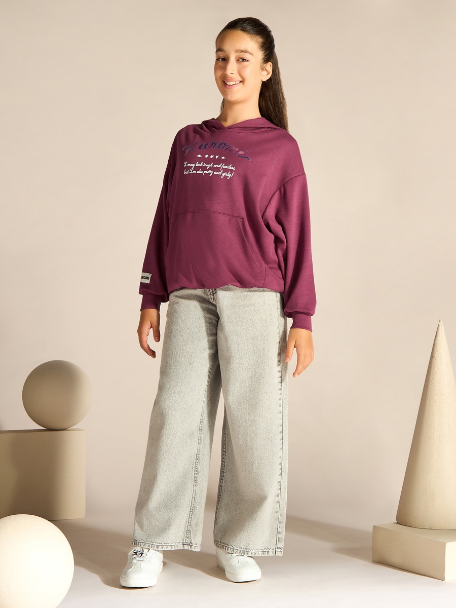 Pink Graphic Print Long Sleeves Oversized Hoodie