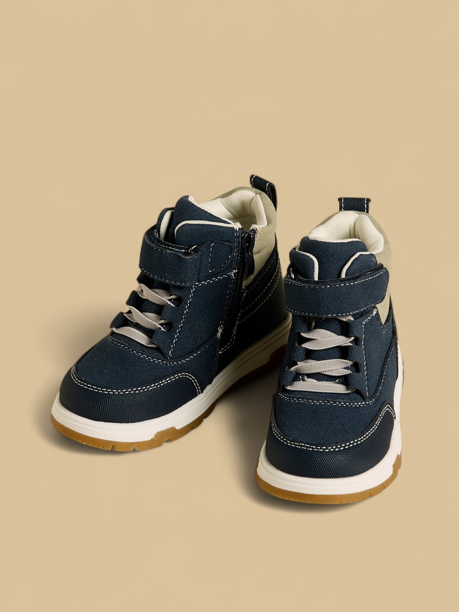 Colourblock Quilted Boots with Hook and Loop Closure