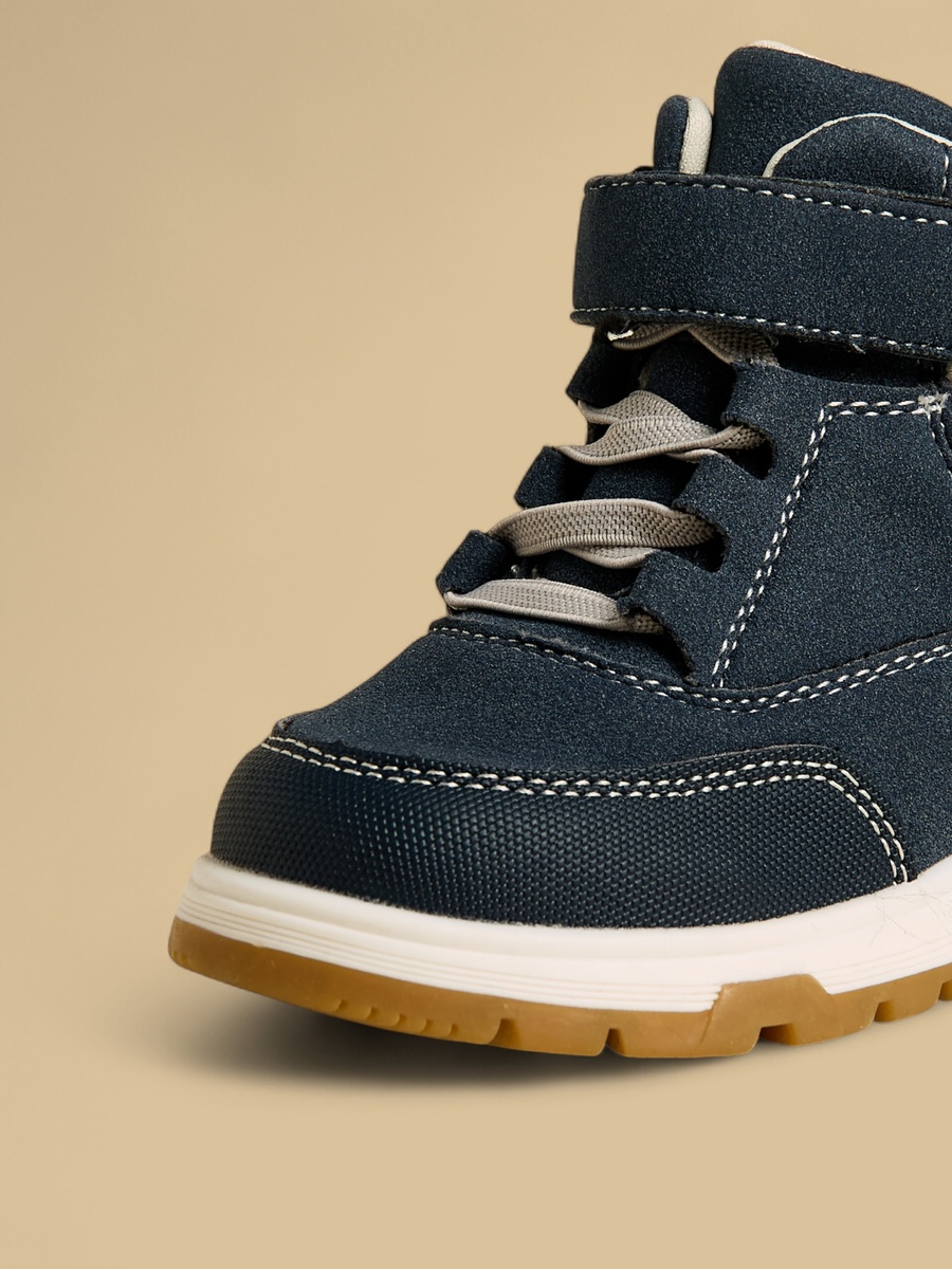 Colourblock Quilted Boots with Hook and Loop Closure