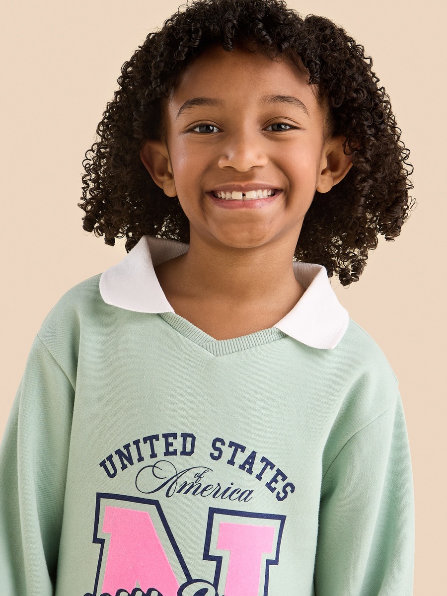 Varsity Print Collared Sweat Dress