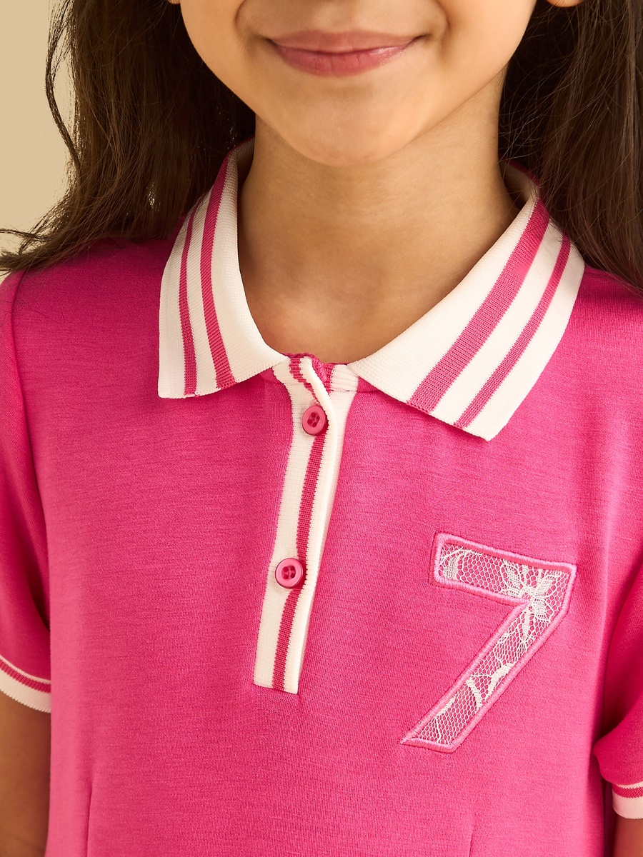 Applique Accent Polo Dress