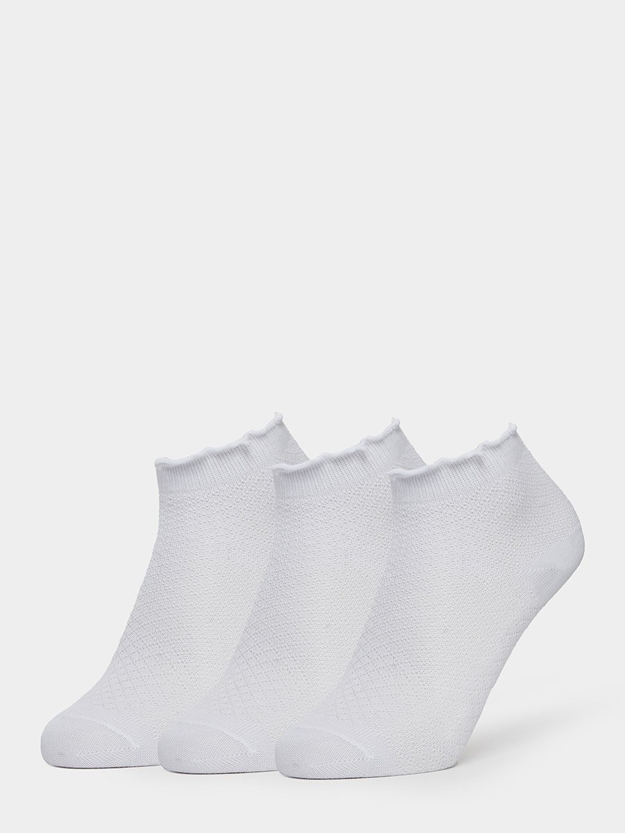 Pack of 3 - Kids White Solid Ankle Socks