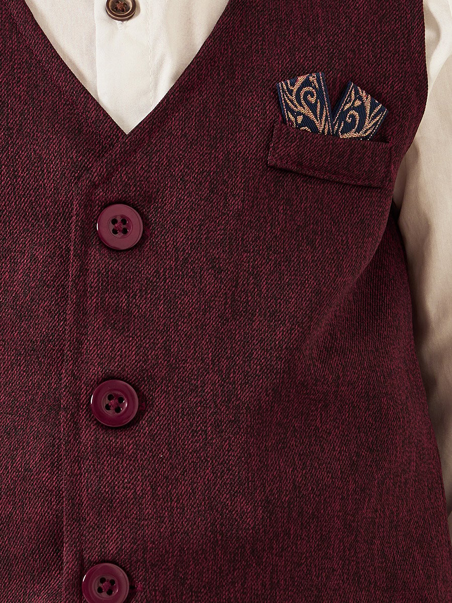 Boys Shirt with Waistcoat and Trousers with Bow Set