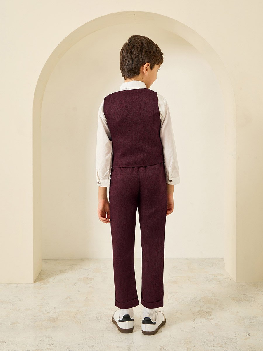 Boys Shirt with Waistcoat and Trousers with Bow Set