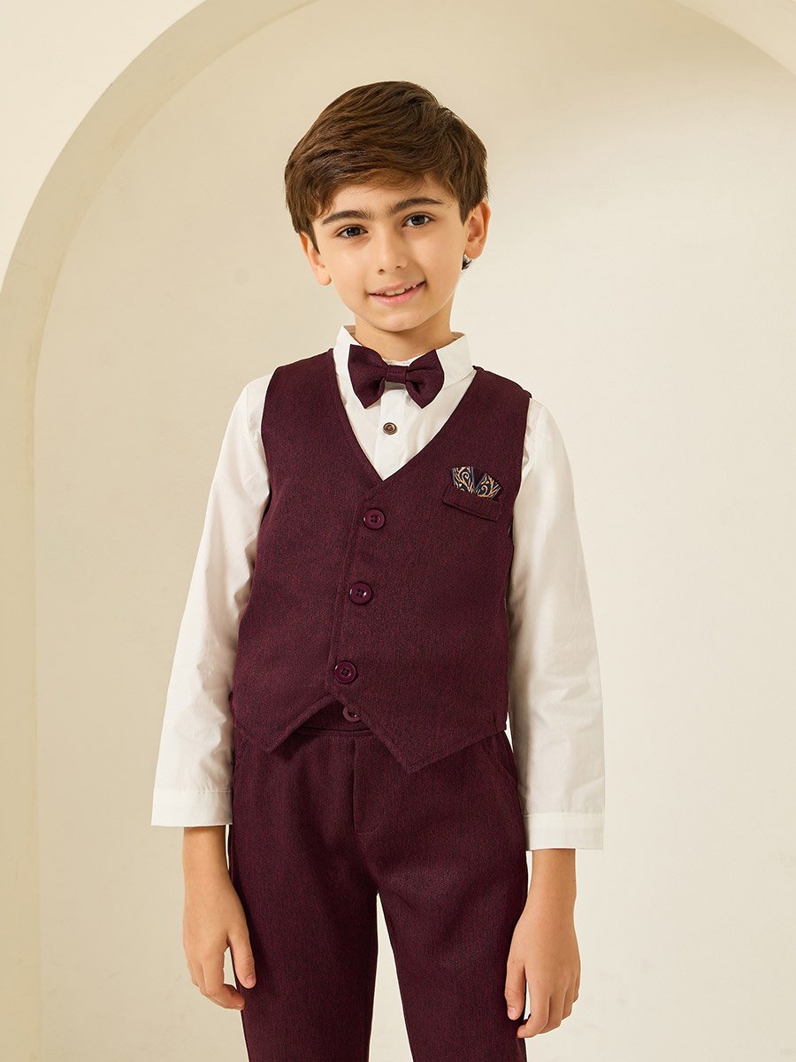 Boys Shirt with Waistcoat and Trousers with Bow Set