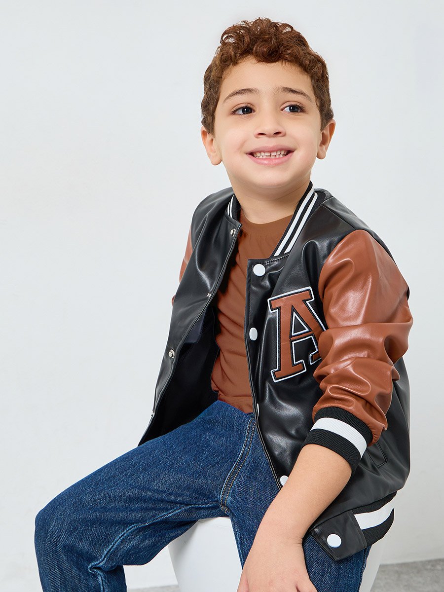 Boys Color Block Bomber Jacket