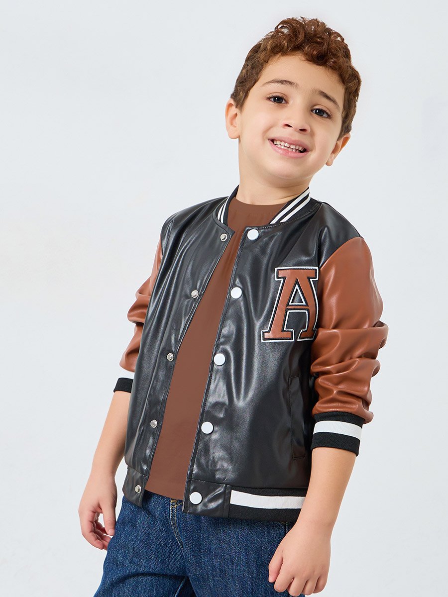 Boys Color Block Bomber Jacket