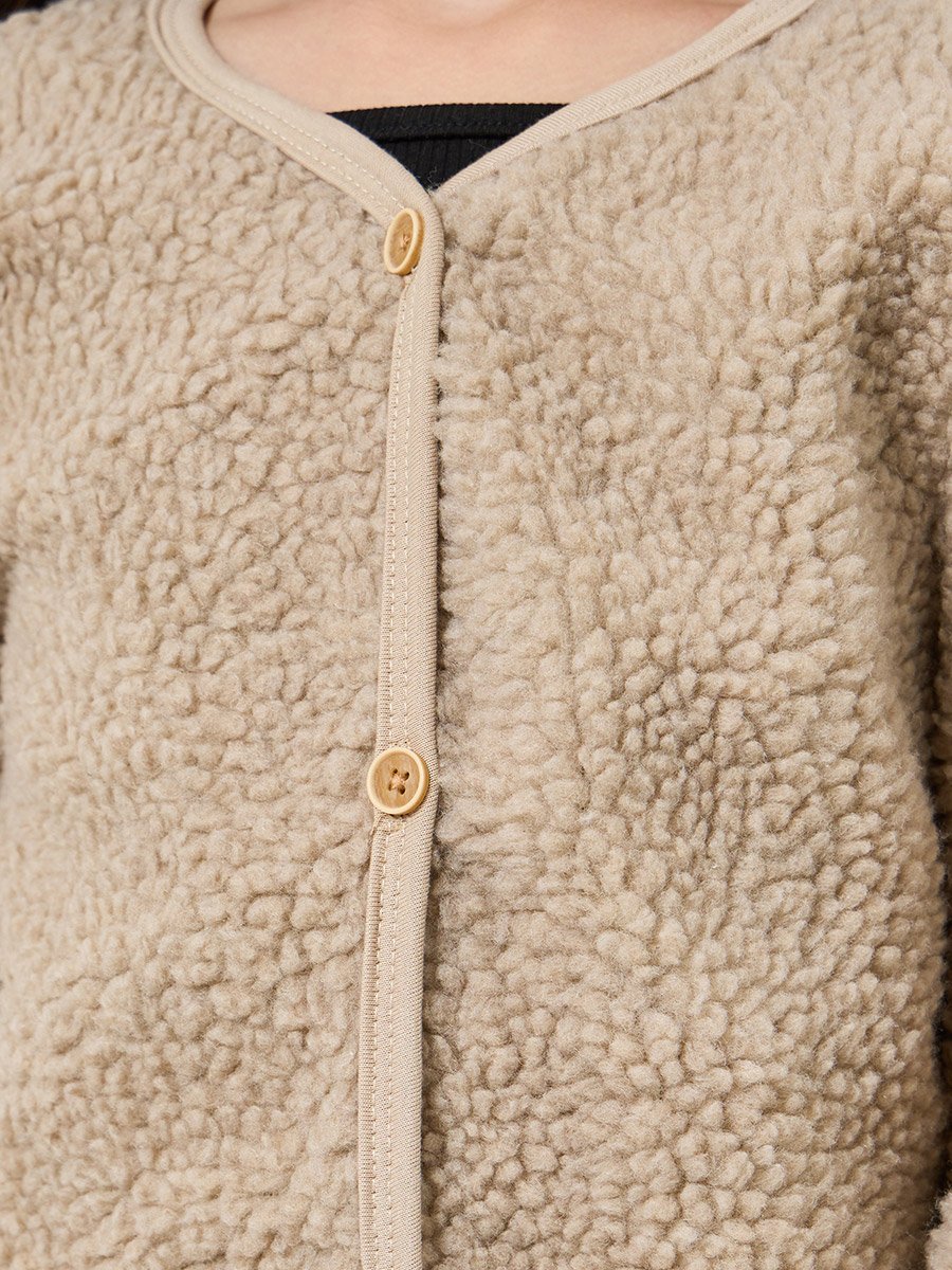 Girls Khaki Fleece Cardigan