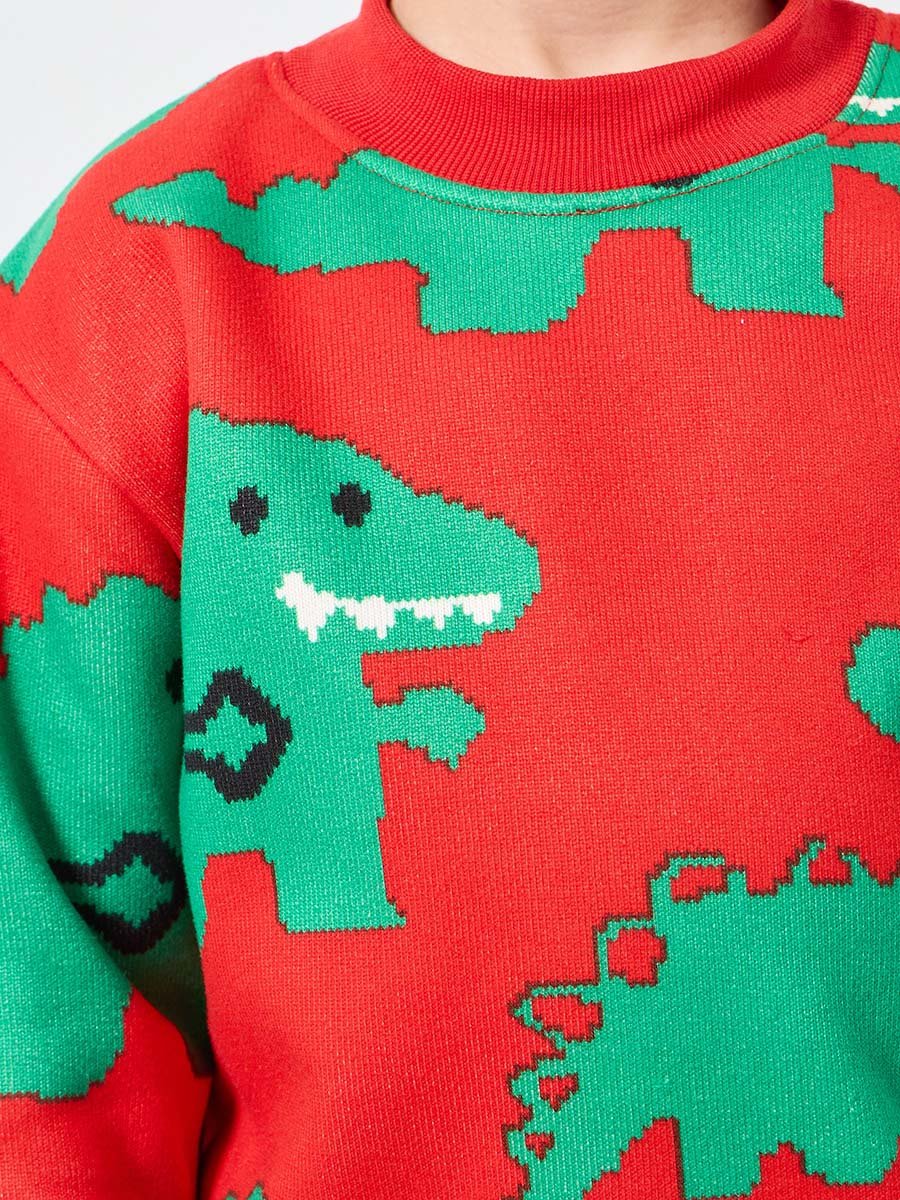 Boys Dino Graphic Knit Sweaters