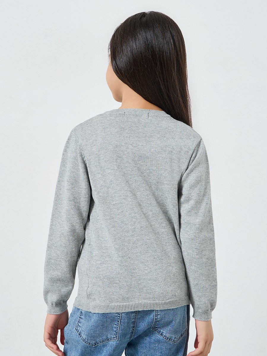 Girls Grey Knit Cardigan